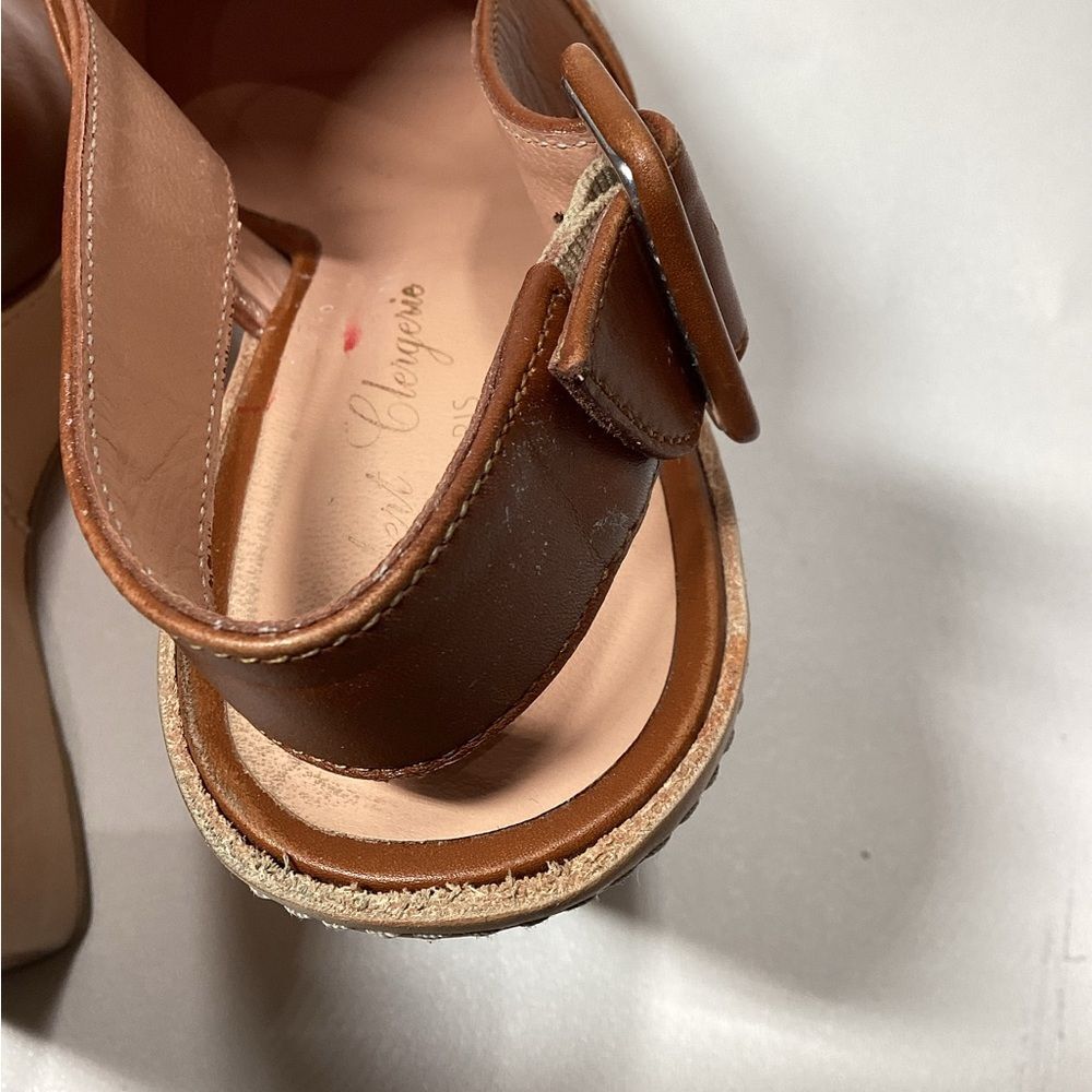 Robert Clergerie French' Brown ‎ Leather Ankle Strap Cognac Leather Heels EU 37 - Picture 7 of 16